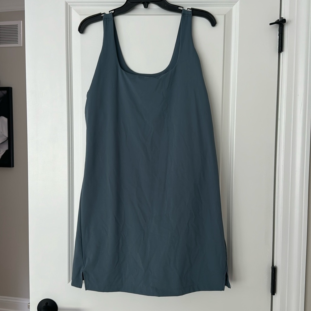 Blue dress with built in bra and shorts with pocket